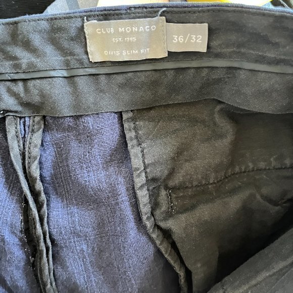 Club Monaco Davis‎ Slim Fit Linen Pants Navy Blue Mens Size 36 32 Work - Picture 6 of 7